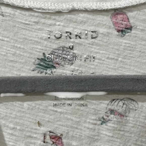 Torrid White Tank Top With Tropical & Skull Print Classic Fit Size 0 size large - Picture 2 of 2